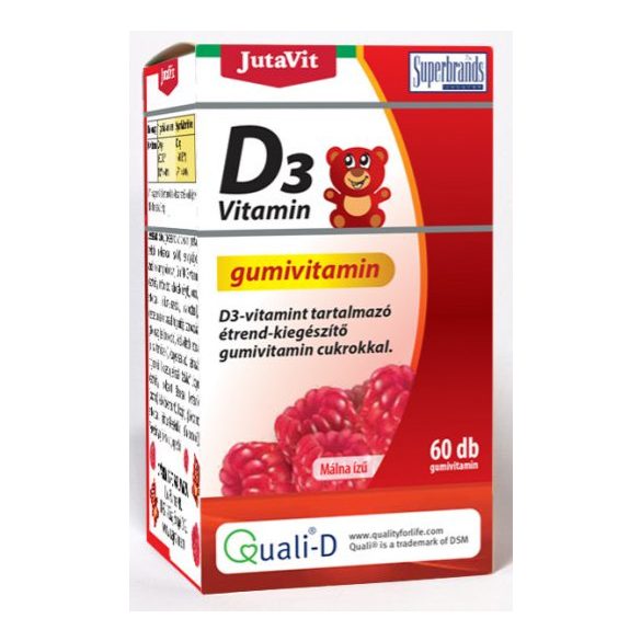 JutaVit Gumivitamin D3-vitamin málna ízű 60x