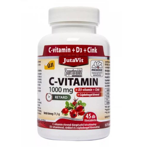 Jutavit C-vitamin 1000mg + D3 + Cink tabletta – 45db