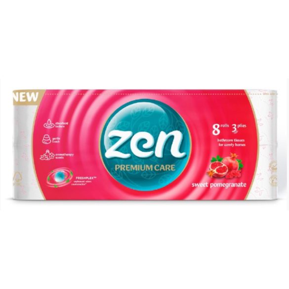 Zen Premium Care Wc papír 8 Tekercs 3 Rétegű 145 Lap - Gránátalmás