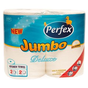 Perfex Jumbo Deluxe Kéztörlő 2 Tekercs 2 Rétegű 2x180 Lap 100% Celullóz