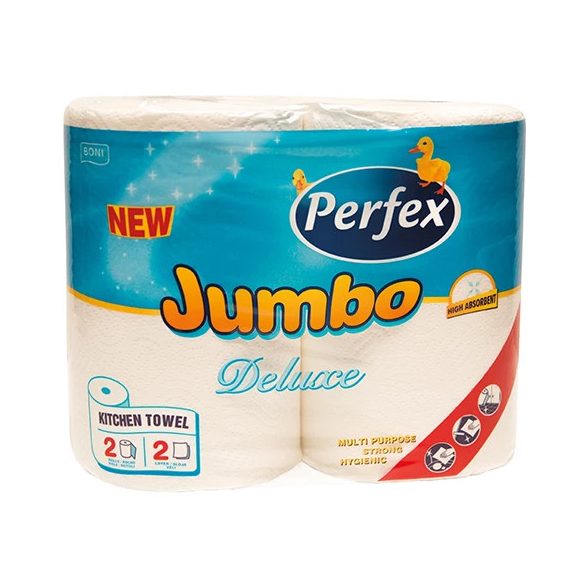 Perfex Jumbo Deluxe Kéztörlő 2 Tekercs 2 Rétegű 2x180 Lap 100% Celullóz