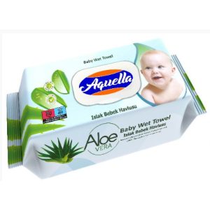 Aquella Nedves Baba Törlőkendő 120db Aloe Vera Kivonattal