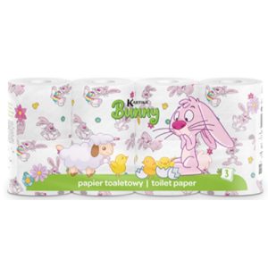 Kartika Bunny wc papír 8 Tekercs 3 Rétegű 100% Cellulóz 150 Lap
