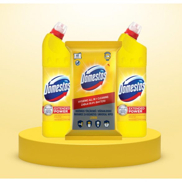 Domestos Lemon Csomagajánlat (2x750ml Gél + 60db Törlőkendő)