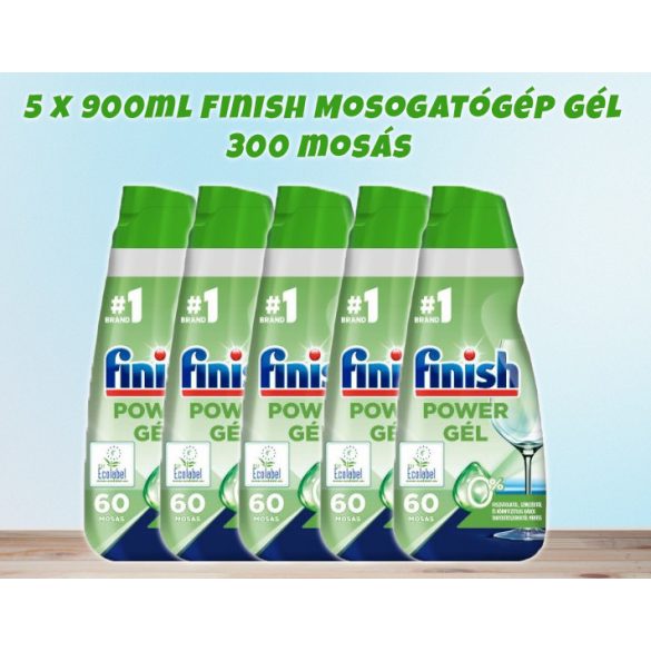 5x Finish Mosogatógép Gél 900ml Gél 0% Zero
