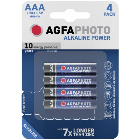 AgfaPhoto Elem 1,5V Alkáli Mikro AAA/LR03/4db-os BL