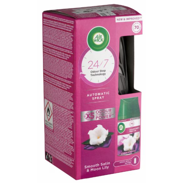 Air Wick Automata Légfrissítő Készülék és Utántöltő 250ml Bársonyos Szatén és Liliom - Fekete