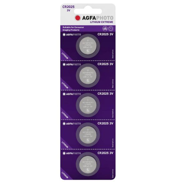 AgfaPhoto Elem 3 V Lithium Gombelem CR2025 5db-os
