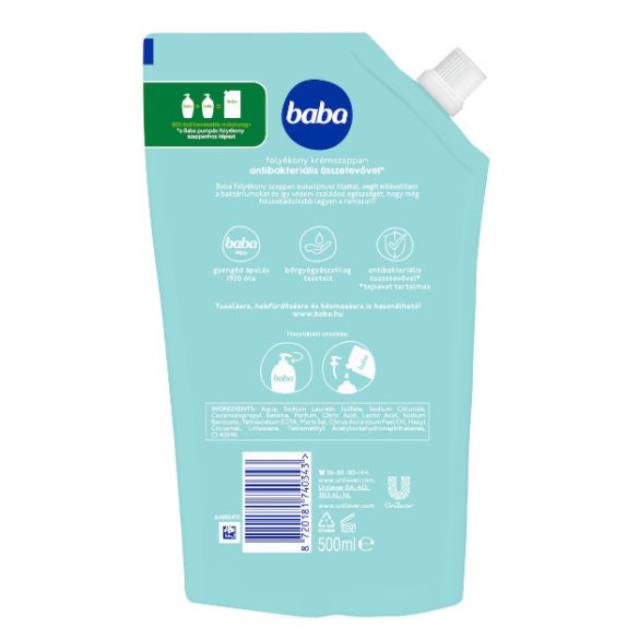 Baba Szappan folyékony utántöltő 500ml Antibakt Eukaliptusz