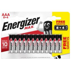 Energizer Elem 1,5V Max Alkáli Mikro AAA/B8+4/LR03/12db-os