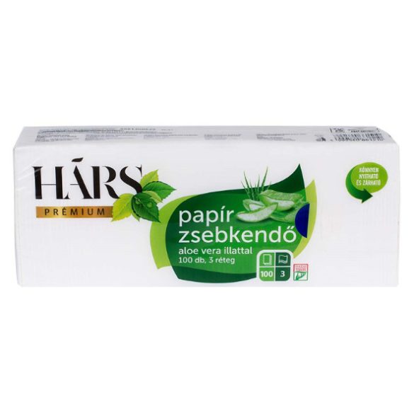 Hars Premium Papírzsebkendő 3Rétegű 100db Aloe Vera