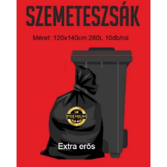 Extra Erős Szemeteszsák 280L (120x140cm) 10db-os 