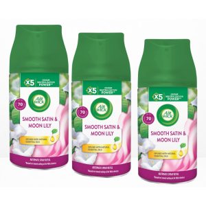 3x AIR WICK 250ML Légfrissítő Utántöltő Smooth Satin & Moon Lily