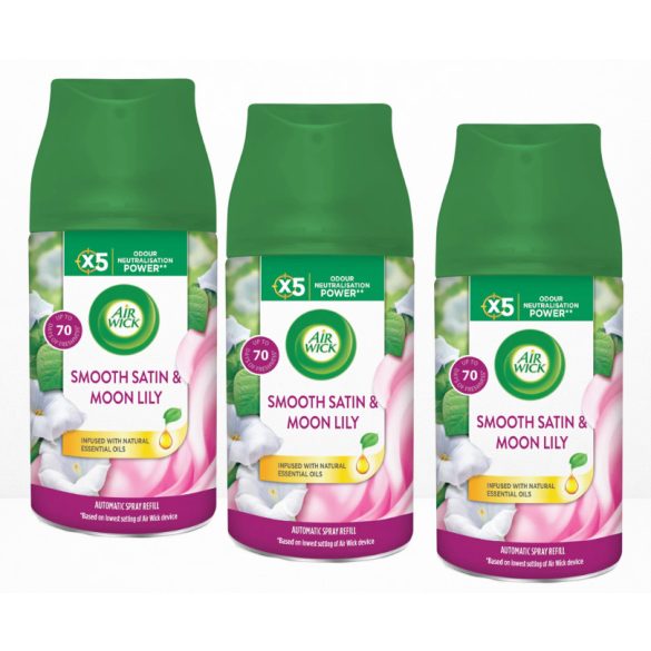3x AIR WICK 250ML Légfrissítő Utántöltő Smooth Satin & Moon Lily