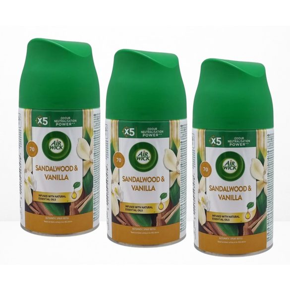 3x AIR WICK 250ML Légfrissítő Utántöltő Vanilla&Sandalwood