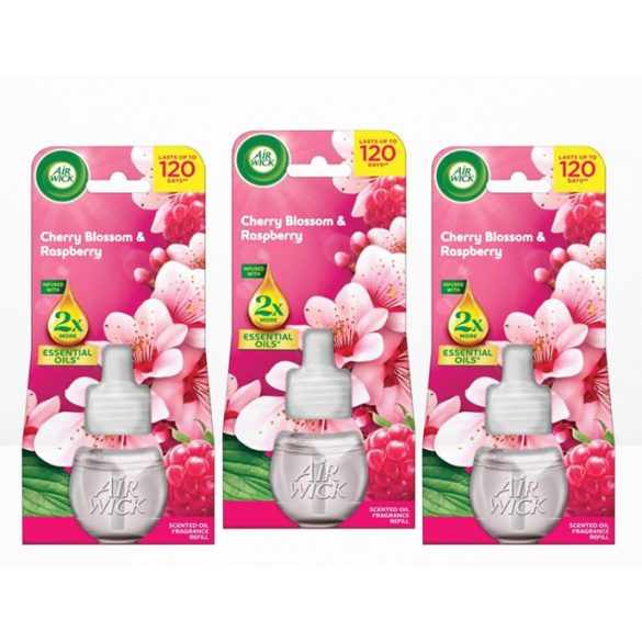 3x AIR WICK elektromos utántöltő légfrissítő 19ml Cherry Blossom & Raspberry