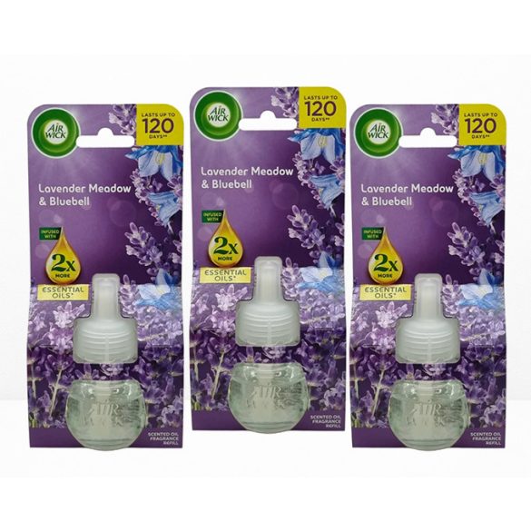3x AIR WICK elektromos utántöltő légfrissítő 19ml Lavander Meadow&Bluebell